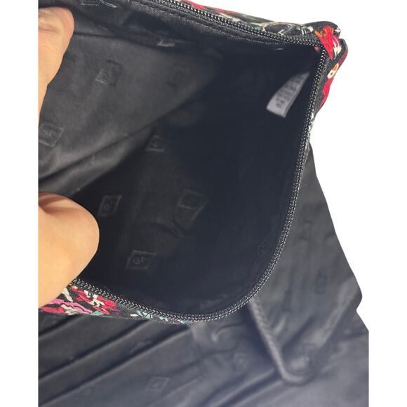 Vera Bradley Perennial Noir Floral Makeup Bag Travel Organizer Mirror EUC - Picture 6 of 7